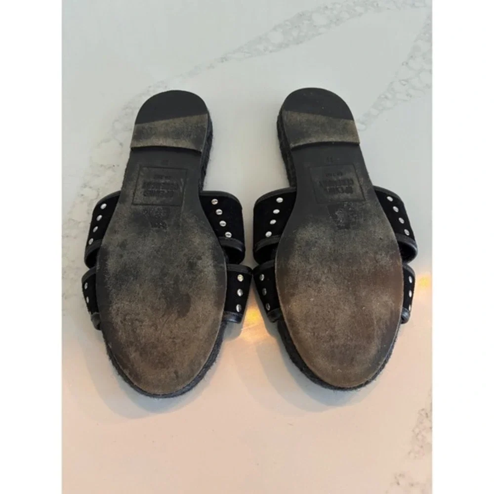 Opening Ceremony Black Suede Studded Crisscross‎ Espadrille Slides Sz 39 (8.5)